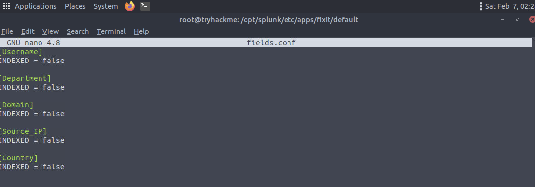 fields.conf configuration