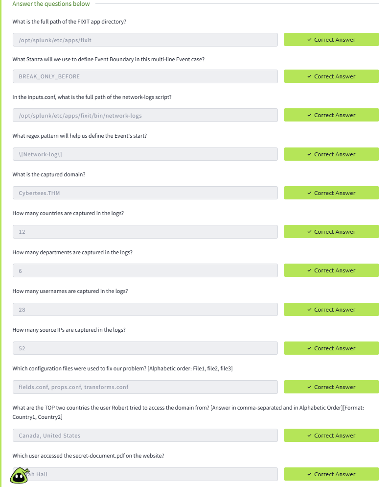 Extracted fields validation