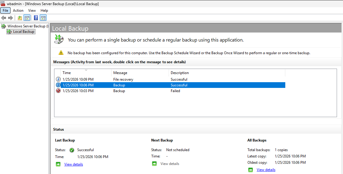 Backup configuration