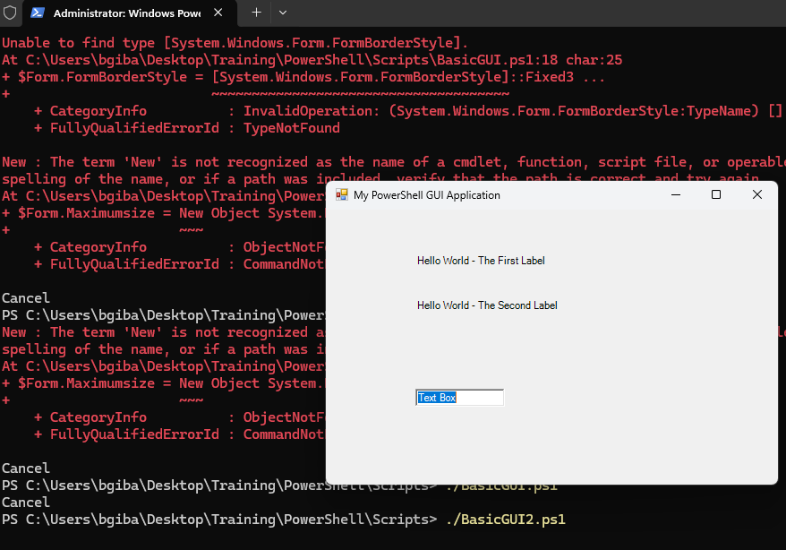 Script Creation and GUI Pop-Up